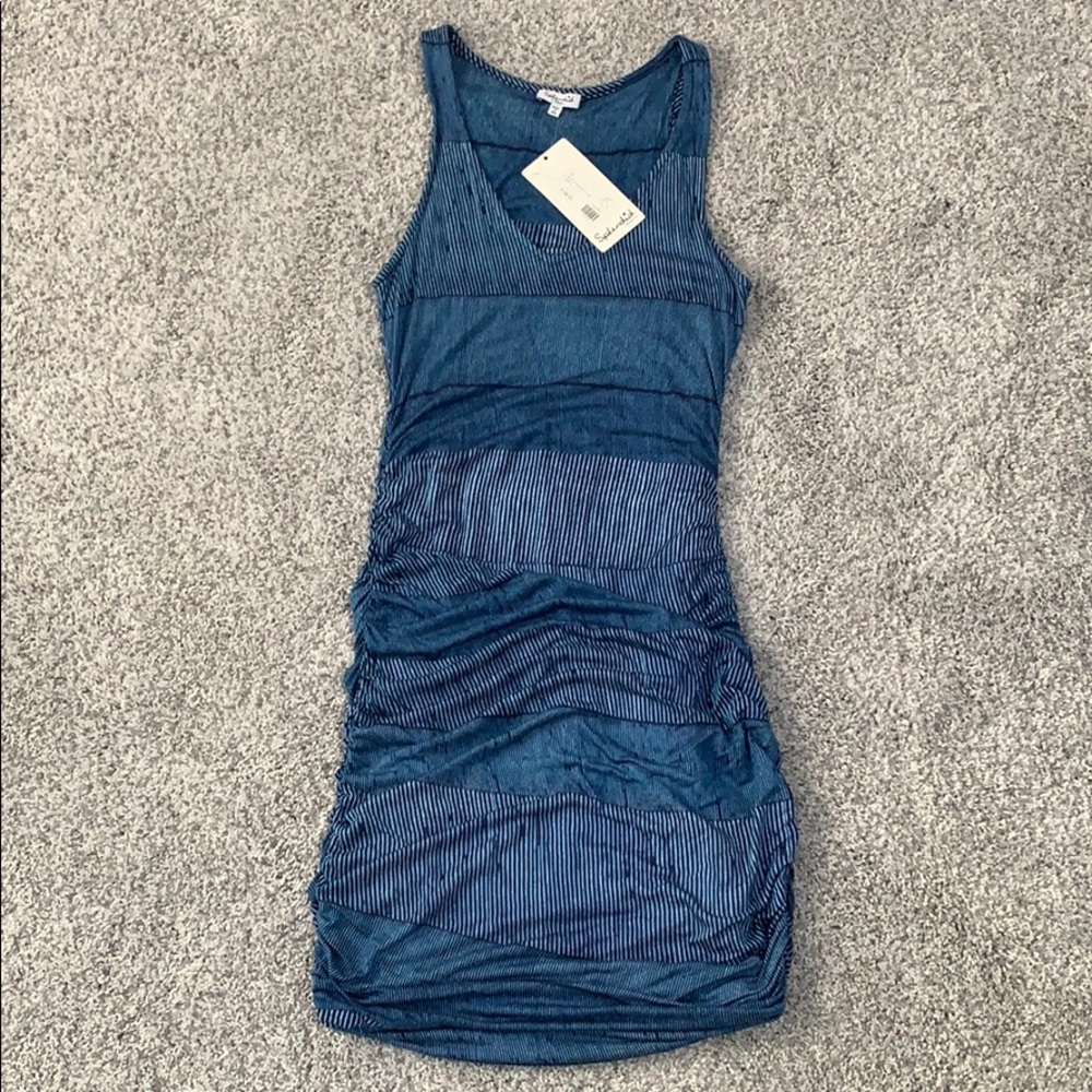 Splendid • XS • blue ruching mini dress • NWT